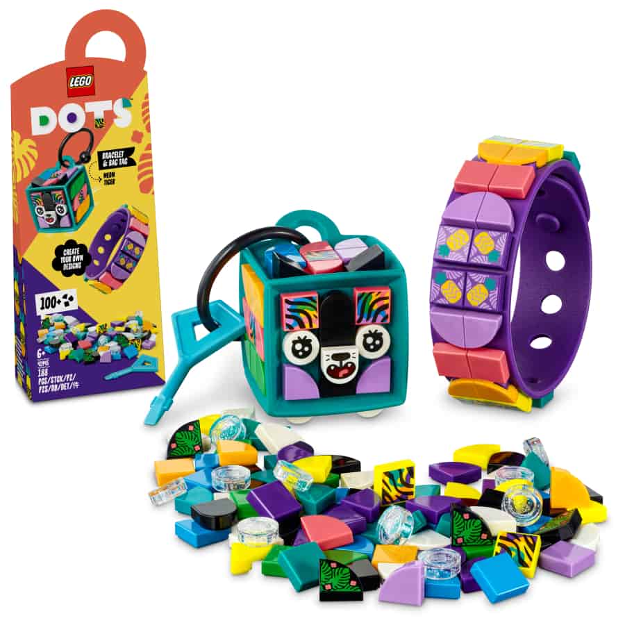 Lego DOTS Pulsera y Adorno para Mochila Tigre Fluorescente  41945