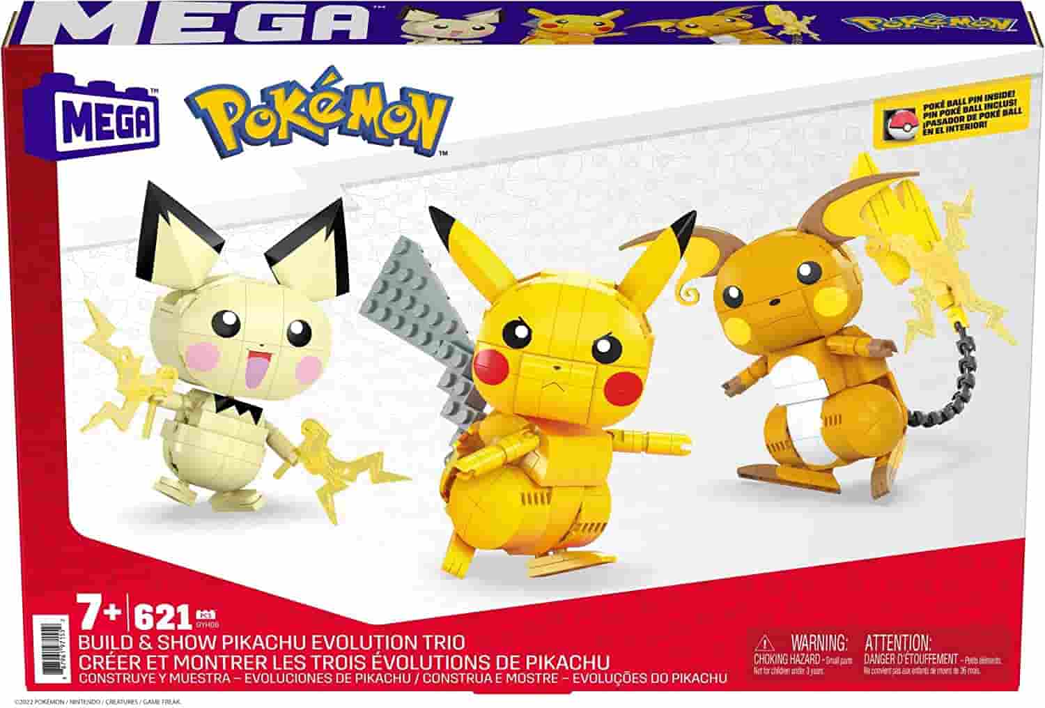 Mega Construx Pack 3 Pokémon Rayo (Pichu Pikachu y Raichu) Mattel GYH06 **