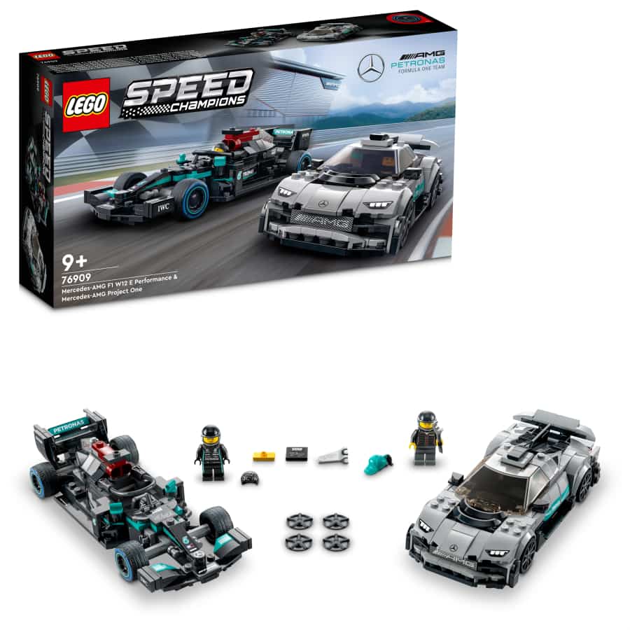 Lego Speed Champìons MercedesAMG F1 W12 E Performance y MercedesAMG Project One 76909
