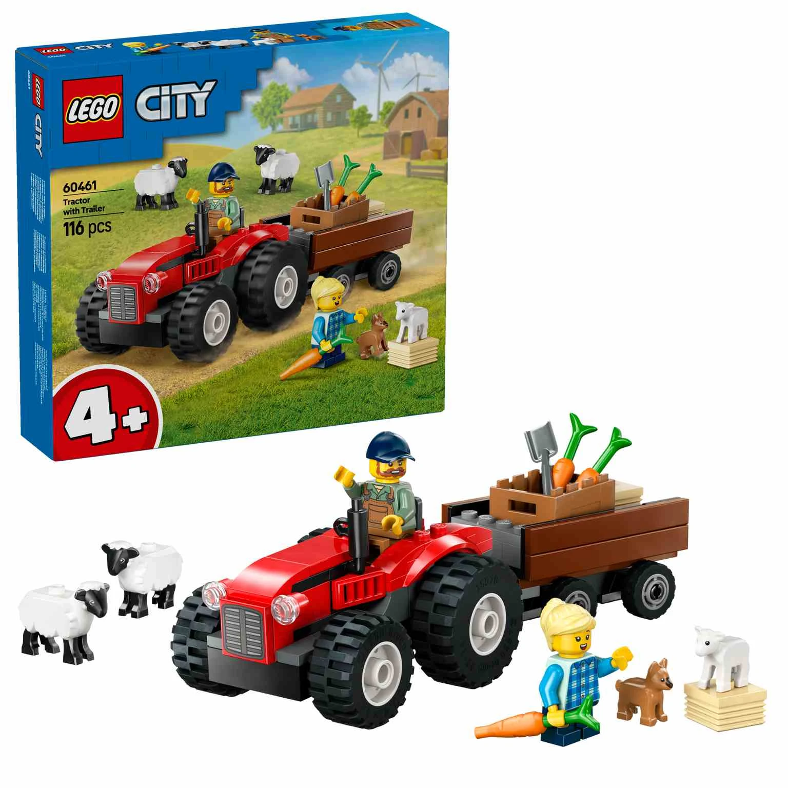 LEGO CITY | Tractor Rojo con Remolque y Oveja - 60461