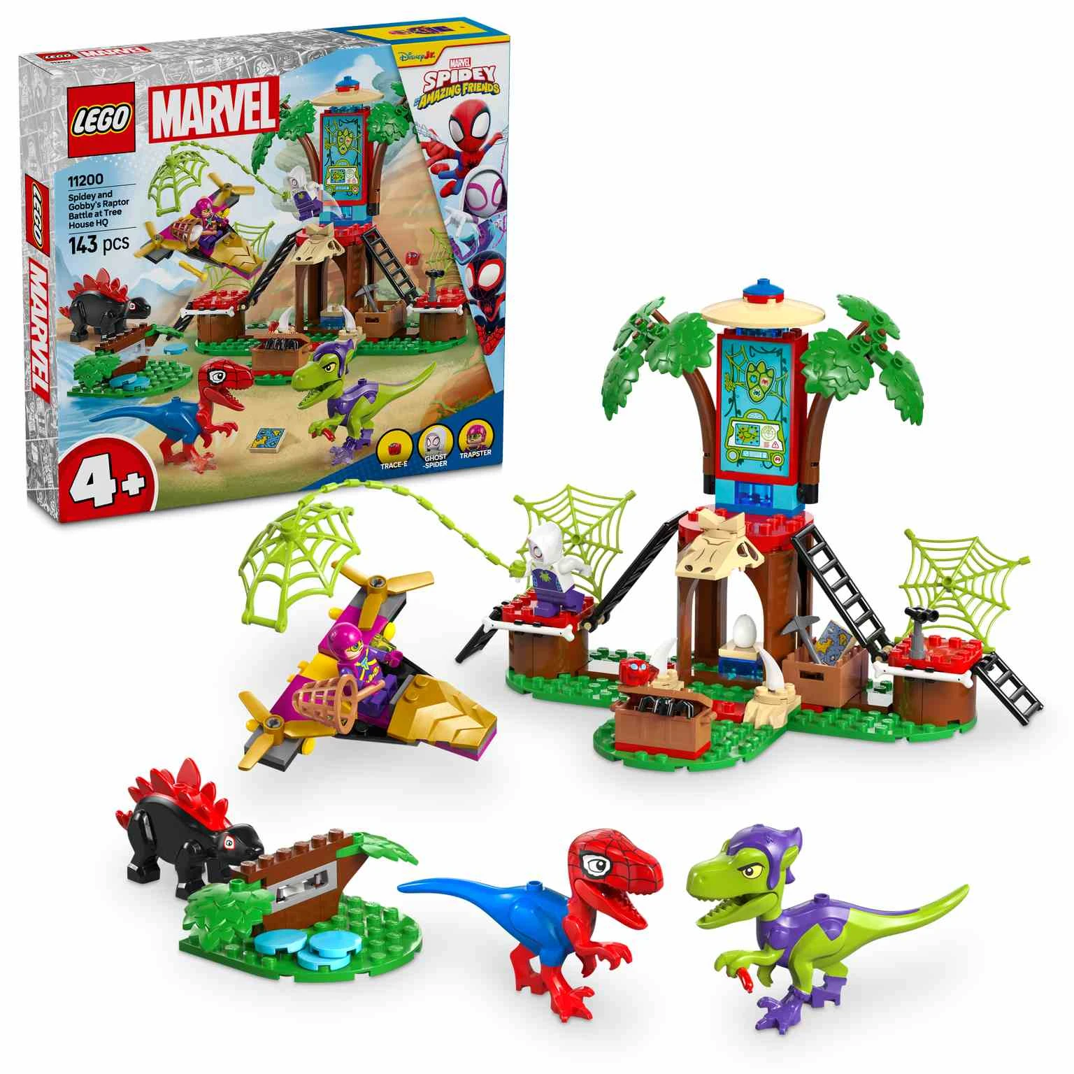 LEGO MARVEL | Spidey y Gobby: Batalla de Raptores en la Base de la Casa del Árbol  - 11200