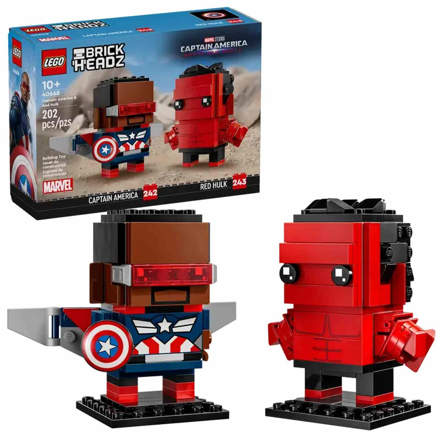 LEGO BRICK HEADZ | Figuras del Capitán América y Hulk Rojo - 40668