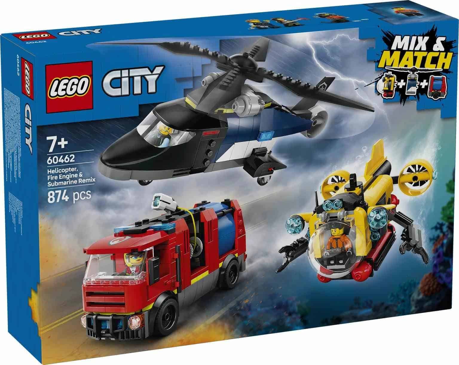 LEGO CITY | Remix: Helicóptero, Camión de Bomberos y Submarino - 60462