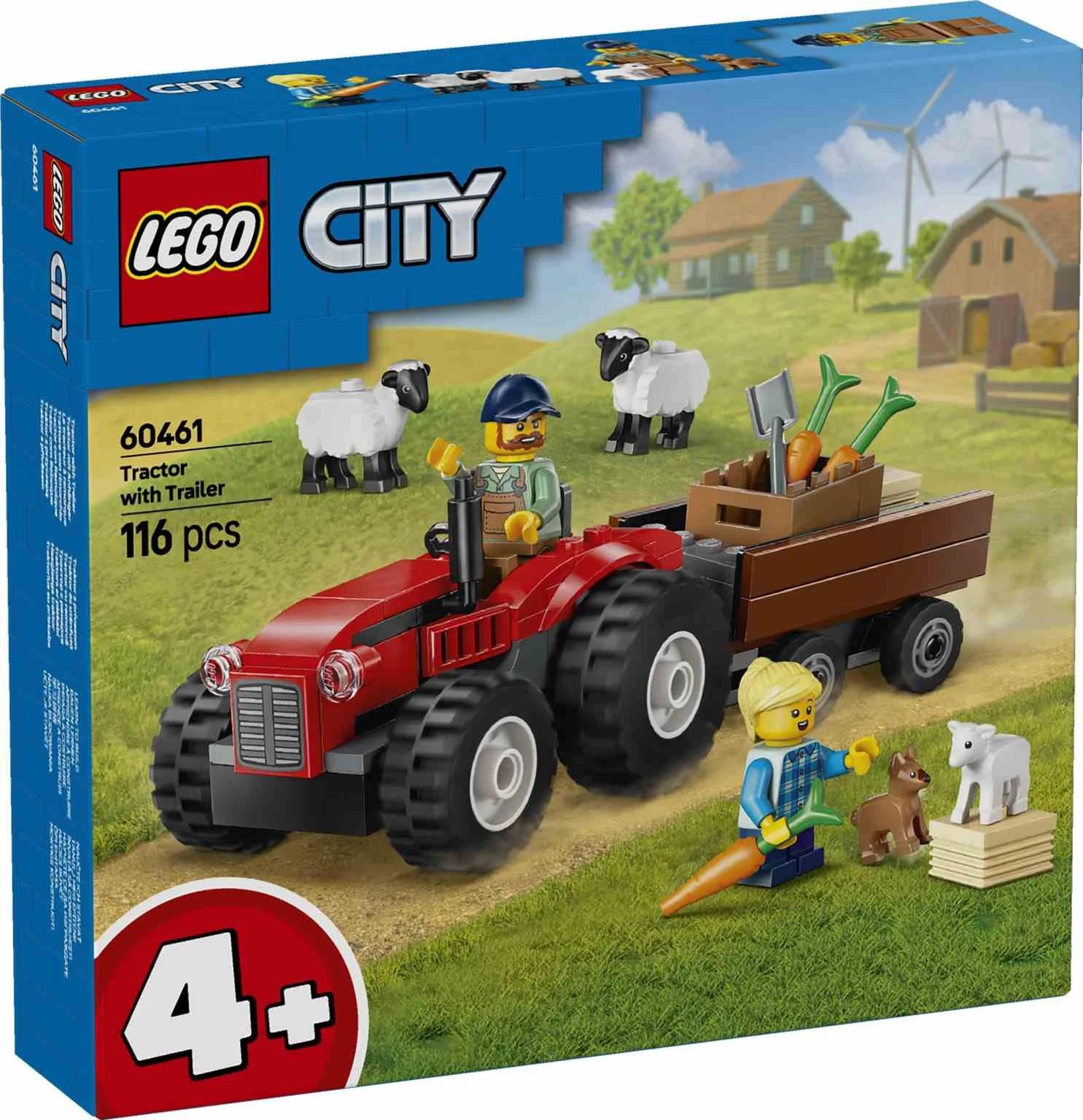 LEGO CITY | Tractor Rojo con Remolque y Oveja - 60461