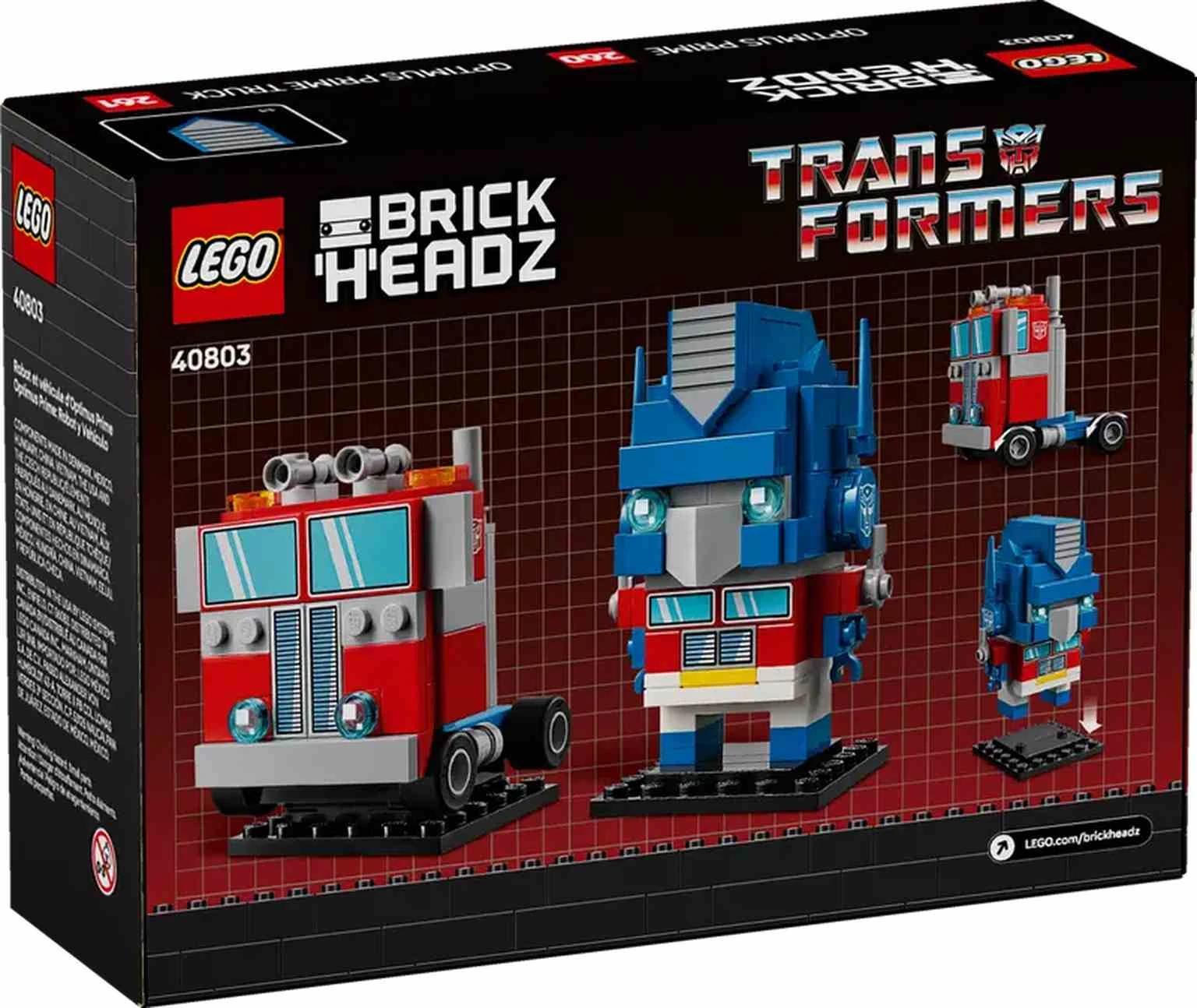 LEGO BRICK HEADZ | Optimus Prime: Robot y Vehículo - 40803