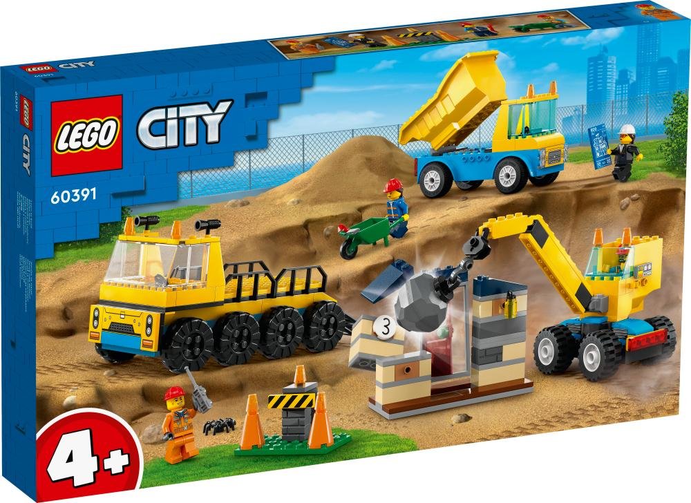 LEGO City Camiones de Obra y Grúa con Bola de Demolición 60391