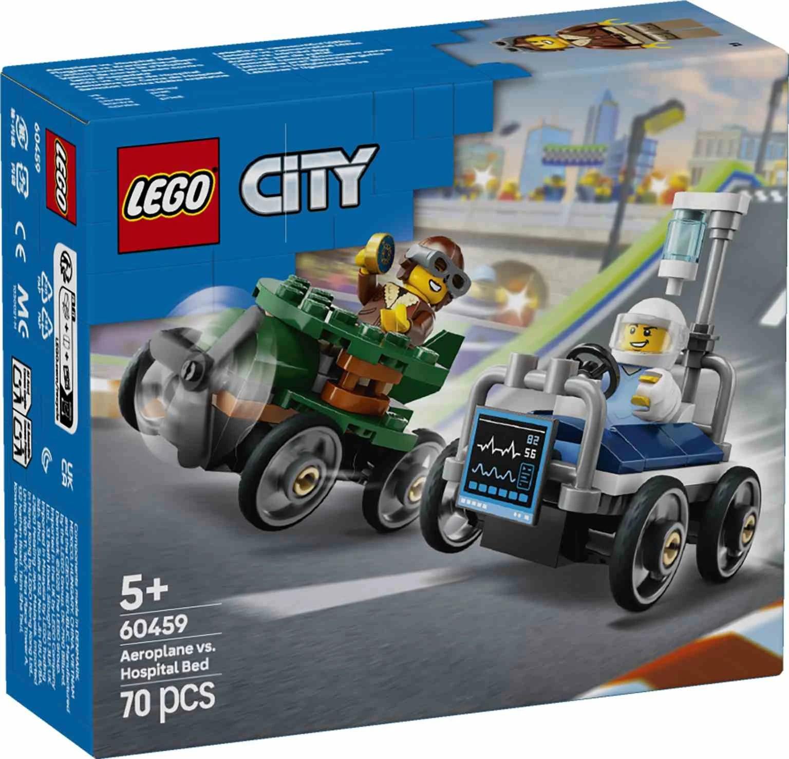 LEGO CITY | Pack de Coches de Carreras: Avión vs. Cama de Hospital - 60459